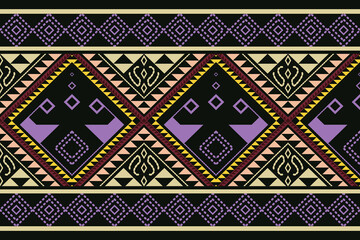 Geometric ethnic oriental ikat seamless pattern traditional Design for background, carpet, wallpaper, clothing, wrapping, Batik, fabric, illustration, boho embroidery style.