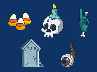 set of halloween element collection vector illustration