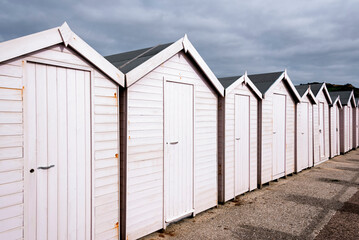 Fototapeta na wymiar Pink beach huts
