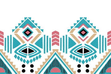 Ikat geometric folklore ornament with tribal ethnic seamless striped pattern Aztec style. oriental pattern traditional Design for background, clothing, wrapping, Batik, fabric, illustration.