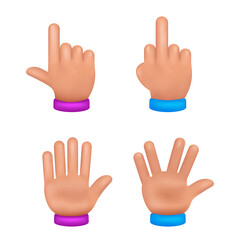 3d hand gesture vector set