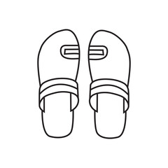 Flip flops outline icon. Summer slippers contour Vector. Sandals outline drawing