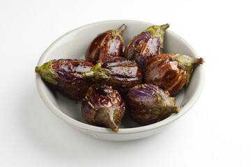 Egg Plant Curry or Brinjal Masala also known as Baigan ki sabzi in India, spicy and tasty dish usually served with chapati.