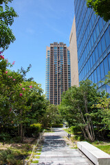 Fototapeta na wymiar 大阪梅田グランフロントの屋上庭園から見える高層ビル