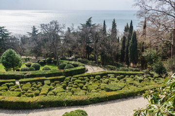 Southern terraces in the park of Vorontsov Palace. Alupka. Crimea