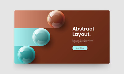 Vivid 3D spheres cover layout. Fresh banner design vector illustration.