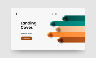 Trendy company identity design vector template. Bright realistic spheres landing page concept.