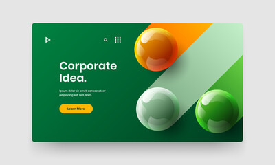 Original 3D balls site screen concept. Multicolored banner vector design template.