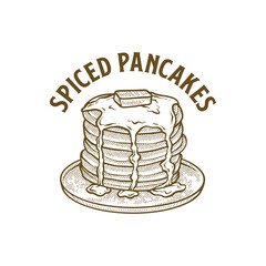 pancake hand drawn illustration vector - obrazy, fototapety, plakaty