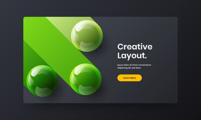 Minimalistic 3D balls front page concept. Fresh site screen design vector illustration.