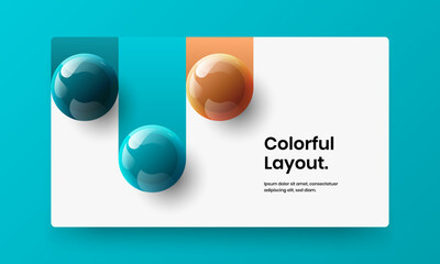 Colorful company cover vector design illustration. Multicolored realistic spheres landing page template.