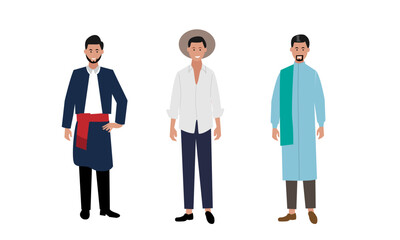 Multiethnic group of people standing together vector illustration