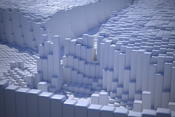 Fototapeta premium blue polygonal abstract landscape computer generated background