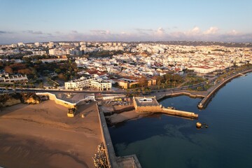 Obraz premium Aerial from the city Lagos in the Algarve Portugal