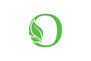 O letter logo with leaf. Creative modern Nature logo design for O