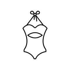 Women's vector one-piece swimsuit icon. EPS 10....Isolated on white background.. Swimming concept...Outline swimwear....Women's clothing illustration. Simple beachwear badge. Logo, app, emblem, design