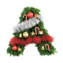 3d rendering of christmas tree alphabet
