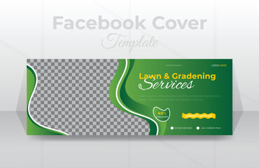 Lawn and farming service social media faceboock cover and web banner template