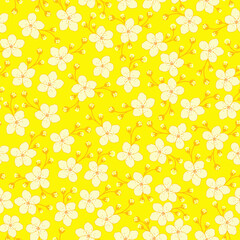 ditsy floral pattern. seamless floral pattern. cherry blossom flower pattern. Jasmin flowers pattern. good for dress, fabric, fashion, wallpaper, textile, background.