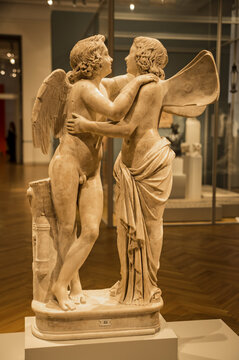 Roman Ancient Statue of Amor and Psyche in Altes Old Museum in Berlin