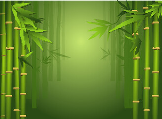 Fototapeta na wymiar bamboo oriental seamless pattern. chinesejapanese bamboo grass oriental wallpaper. greennatural tropical plant background with bamboostems leaves. 