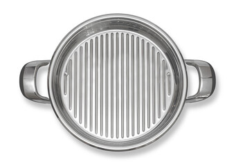 An empty steel grill pan,