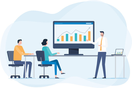 business marketing team working and meeting for business investment on monitor graph report 