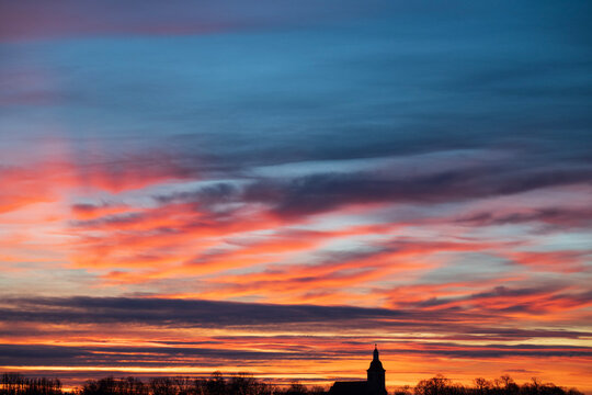 Sunrise with colourful sky