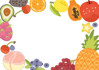 フルーツのフレーム素材　水彩画　イラスト
