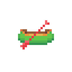 Canoe pixel art icon. Isolated vector illustration. 8-bit sprite. Design stickers, logo, mobile app.