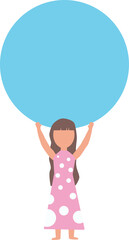 Cute Woman Holding A Blank Circle Sign Notice And Announcement PNG Clipart With Transparent Background for decoration of art file.