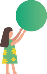 Fototapeta premium Cute Woman Holding A Blank Circle Sign Notice And Announcement PNG Clipart With Transparent Background for decoration of art file.