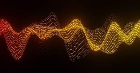 Abstract background design using wavy grid pattern in bright yellow-orange color, 3d rendering and 4K size