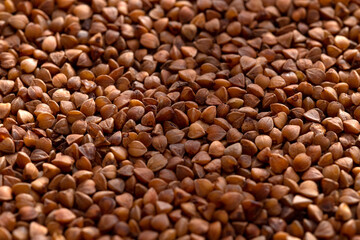 Buckwheat texture background. Natural healty food, vegan diet.