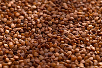 Buckwheat texture background. Natural healty food, vegan diet.