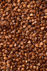 Buckwheat texture background. Natural healty food, vegan diet.