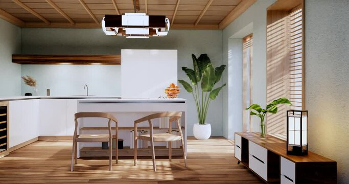 Kitchen room Mint modern style.3D rendering