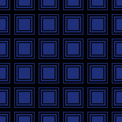 Abstract geometric seamless pattern. Repeating background. Geometric motif Fabric design Textile swatch. Dress man shirt fashion garment scarf wrap squares allover print. Black Blue Square EPS 10 Tile