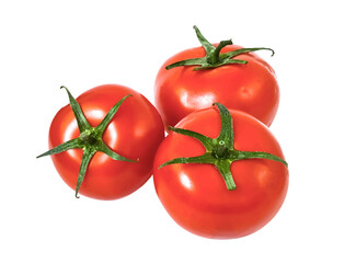 3 red ripe tomatoes isolated on white background. Realistic illustration