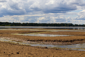 Decrease in the water level in the river during a period of great drought