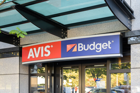 Seattle - August 07, 2022; Sign for an Avis Budget Group location in Seattle