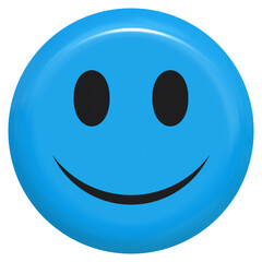 smiley 3d isolated - blue color, simple smile