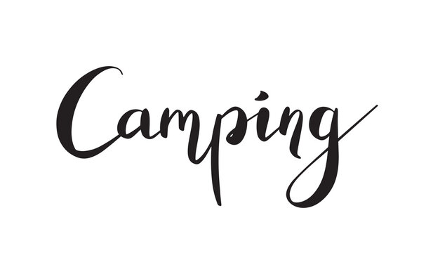 camping hand written lettering word