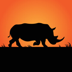 Rhino silhouette isolated on white background. Rhinoceros icon. Vector illustration, print, poster, logo, web, cutout. animal stencil cutout. Wildlife graphic, savanna, Africa symbol. Vector EPS10
