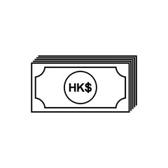 Hong Kong Currency, HKD, Hong Kong Dollar Icon Symbol. Vector Illustration