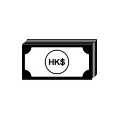 Hong Kong Currency, HKD, Hong Kong Dollar Icon Symbol. Vector Illustration