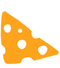 Cheese breakfast food set elements hand drawn doodle minimal style pastel color illustration