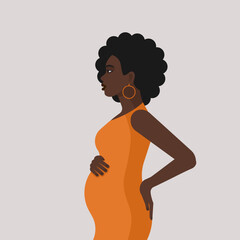 Pregnant african black woman illustration