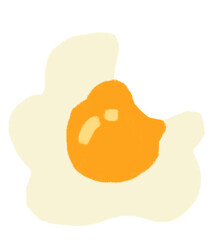 Fried egg breakfast food set elements hand drawn doodle minimal style pastel color illustration