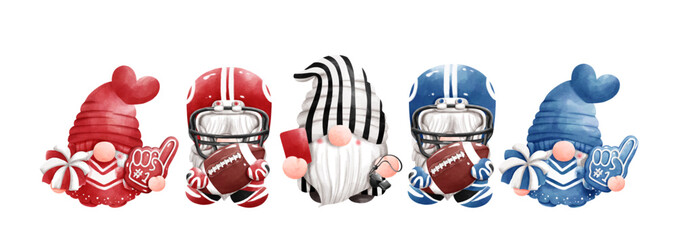 American football gnome banner, vector illustration